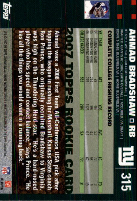 2007 Topps Football (Pick Card From List 288-439) C20 11-24 - Picture 53 of 291