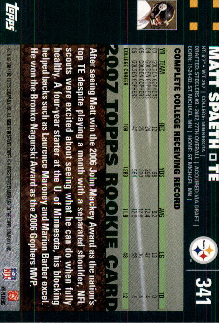 2007 Topps Football (Pick Card From List 288-439) C20 11-24 - Picture 103 of 291