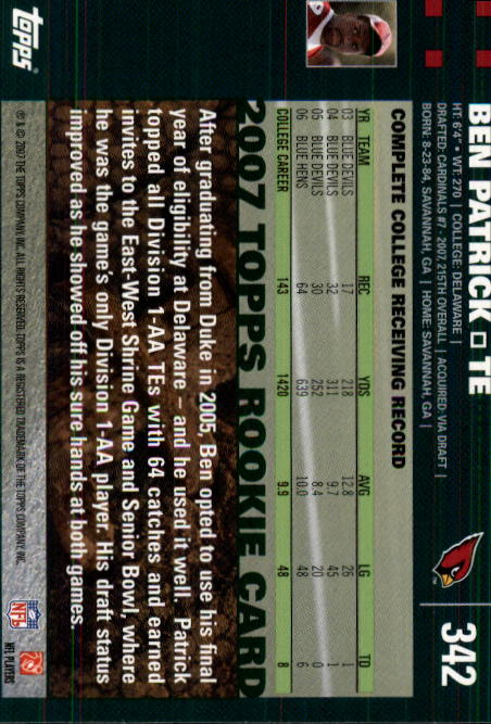 2007 Topps Football (Pick Card From List 288-439) C20 11-24 - Picture 105 of 291