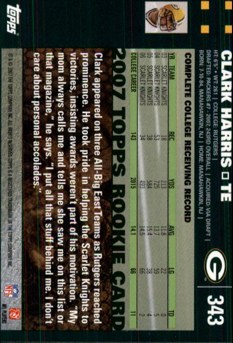 2007 Topps Football (Pick Card From List 288-439) C20 11-24 - Picture 107 of 291