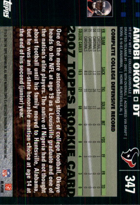 2007 Topps Football (Pick Card From List 288-439) C20 11-24 - Picture 115 of 291