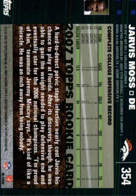 2007 Topps Football (Pick Card From List 288-439) C20 11-24 - Picture 129 of 291