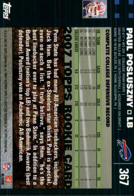 2007 Topps Football (Pick Card From List 288-439) C20 11-24 - Picture 153 of 291