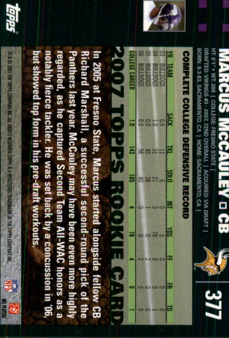 2007 Topps Football (Pick Card From List 288-439) C20 11-24 - Picture 171 of 291