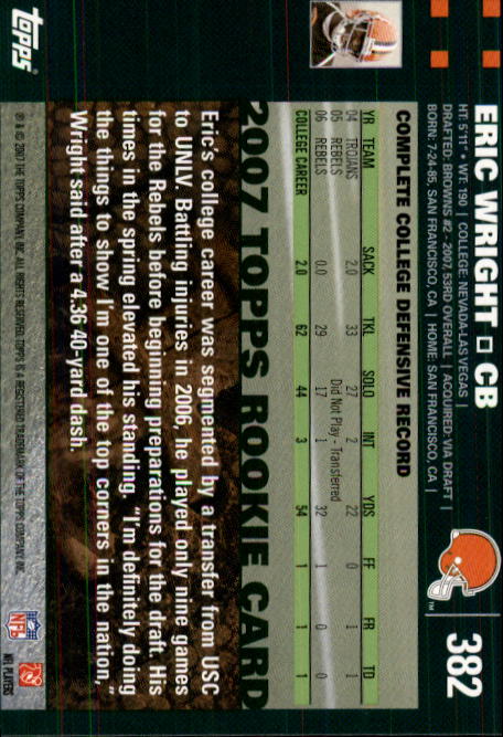 2007 Topps Football (Pick Card From List 288-439) C20 11-24 - Picture 181 of 291