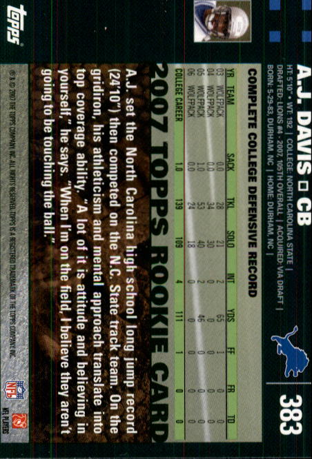2007 Topps Football (Pick Card From List 288-439) C20 11-24 - Picture 183 of 291