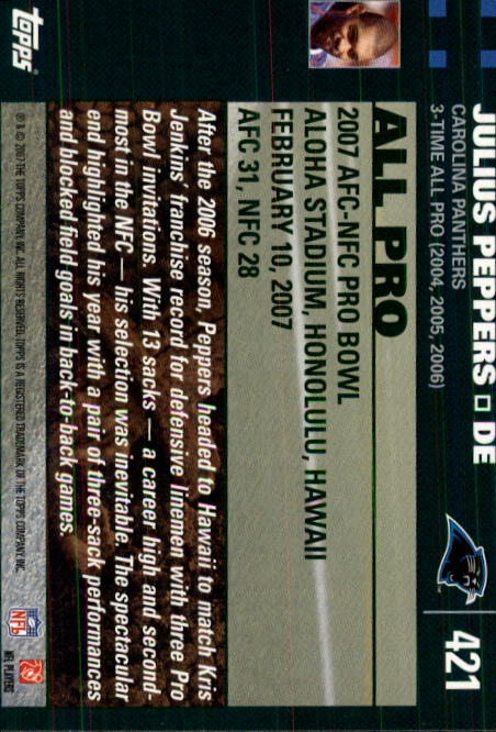 2007 Topps Football (Pick Card From List 288-439) C20 11-24 - Picture 257 of 291