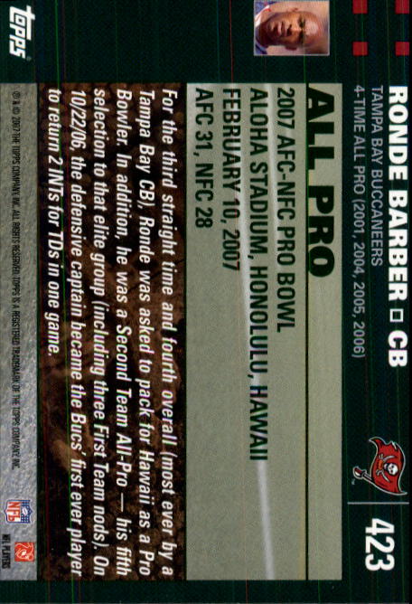 2007 Topps Football (Pick Card From List 288-439) C20 11-24 - Picture 261 of 291