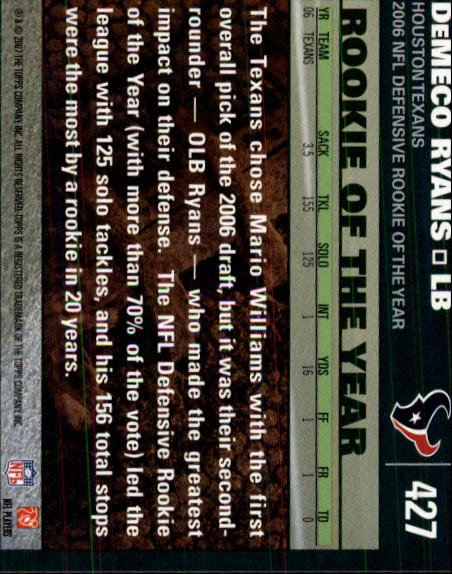 2007 Topps Football (Pick Card From List 288-439) C20 11-24 - Picture 269 of 291
