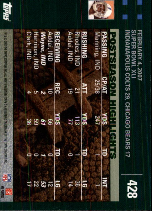 2007 Topps Football (Pick Card From List 288-439) C20 11-24 - Picture 271 of 291