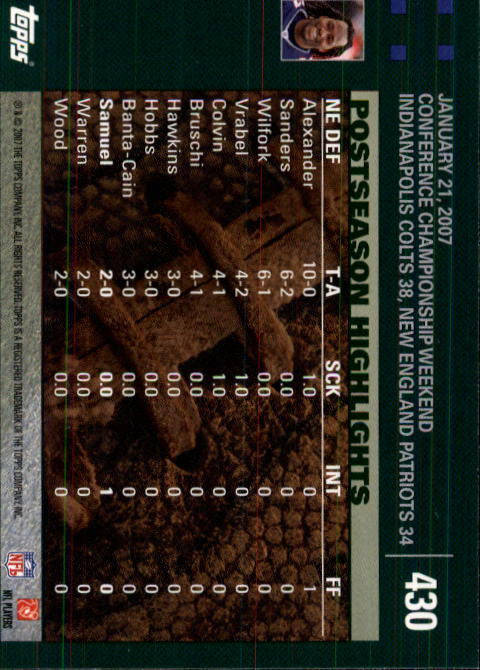 2007 Topps Football (Pick Card From List 288-439) C20 11-24 - Picture 273 of 291