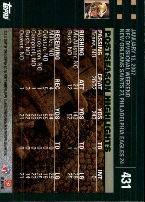 2007 Topps Football (Pick Card From List 288-439) C20 11-24 - Picture 275 of 291