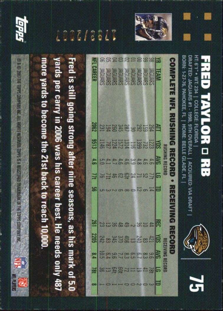 2007 Topps Copper #75 Fred Taylor back image