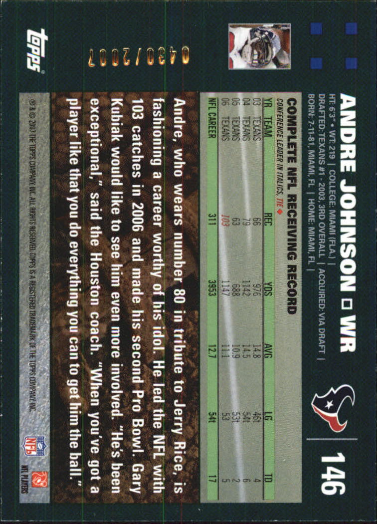2007 Topps Copper #146 Andre Johnson back image