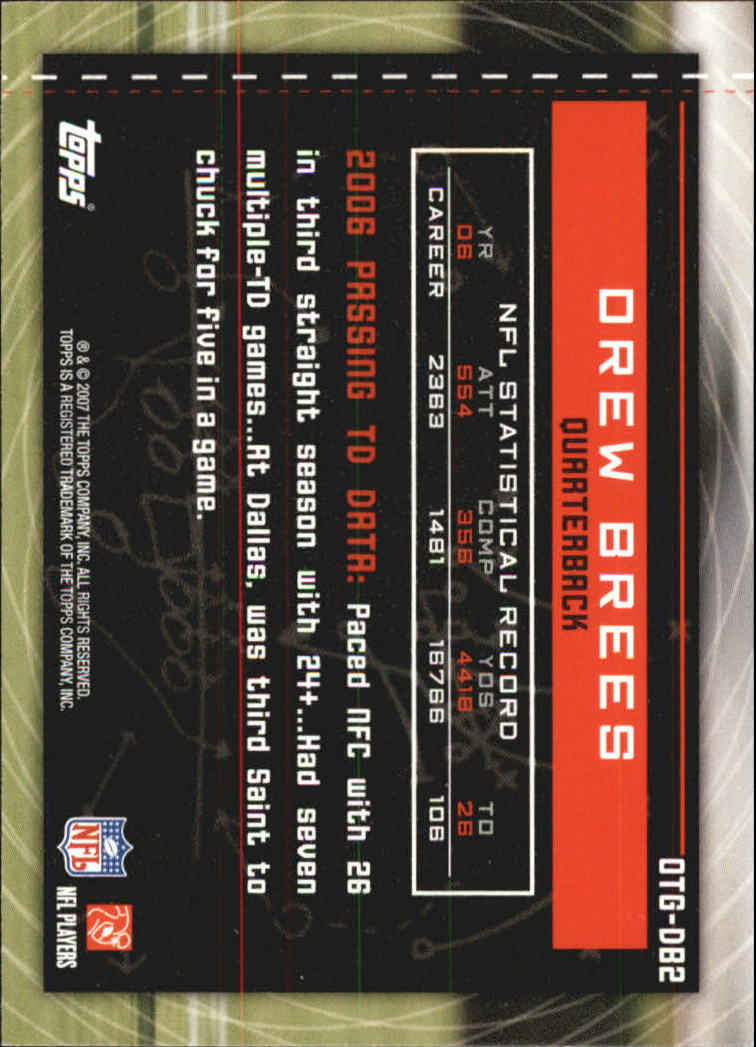 2007 Topps Own The Game #OTGDB2 Drew Brees back image