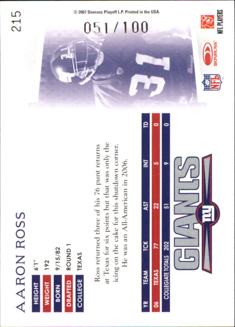 A0654- 2007 Donruss Threads FB #s 1-225 +Inserts -You Pick- 15+ FREE US SHIP - Picture 289 of 289