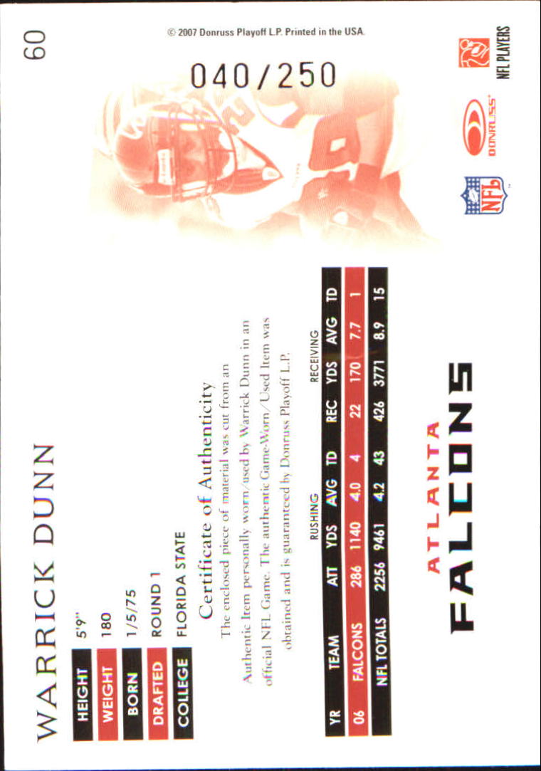 A0654- 2007 Donruss Threads FB #s 1-225 +Inserts -You Pick- 15+ FREE US SHIP - Picture 258 of 289