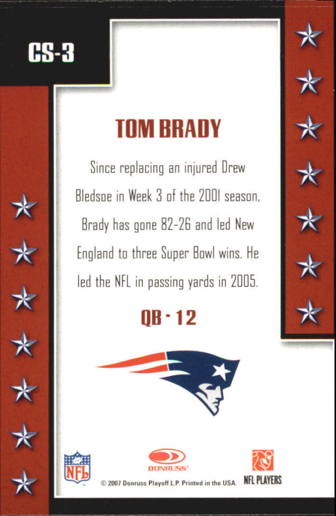 2007 Donruss Threads Century Stars Gold #3 Tom Brady back image