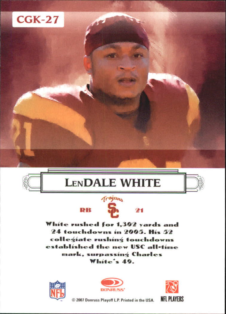 2007 Donruss Threads College Gridiron Kings Gold #27 LenDale White back image