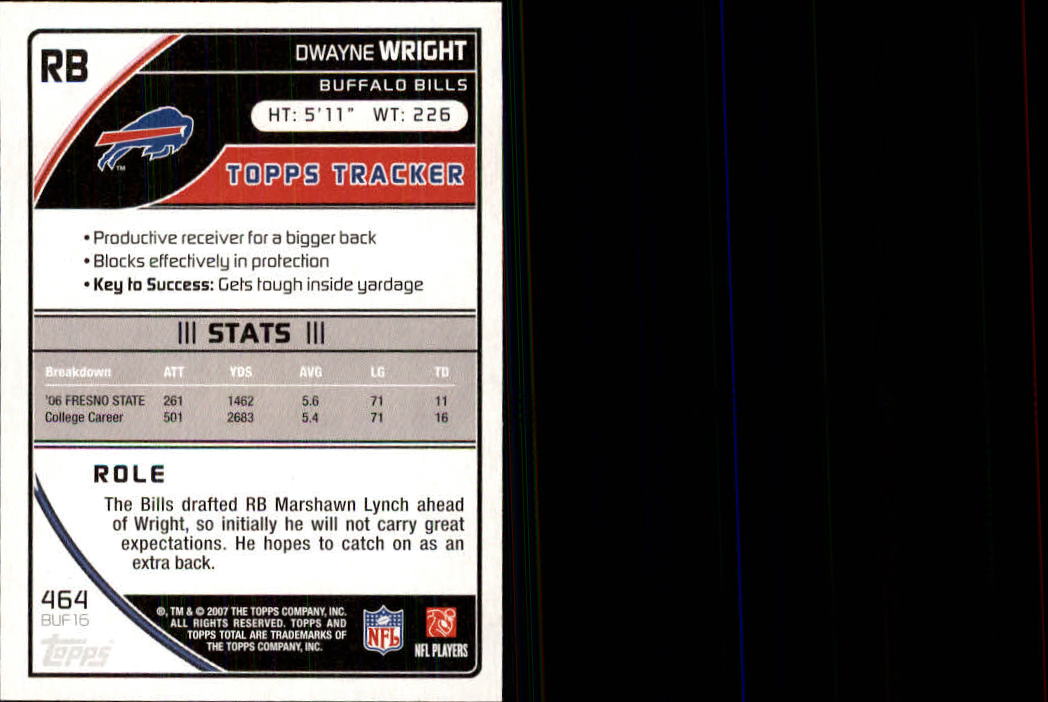 2007 Topps Total Silver #464 Dwayne Wright back image