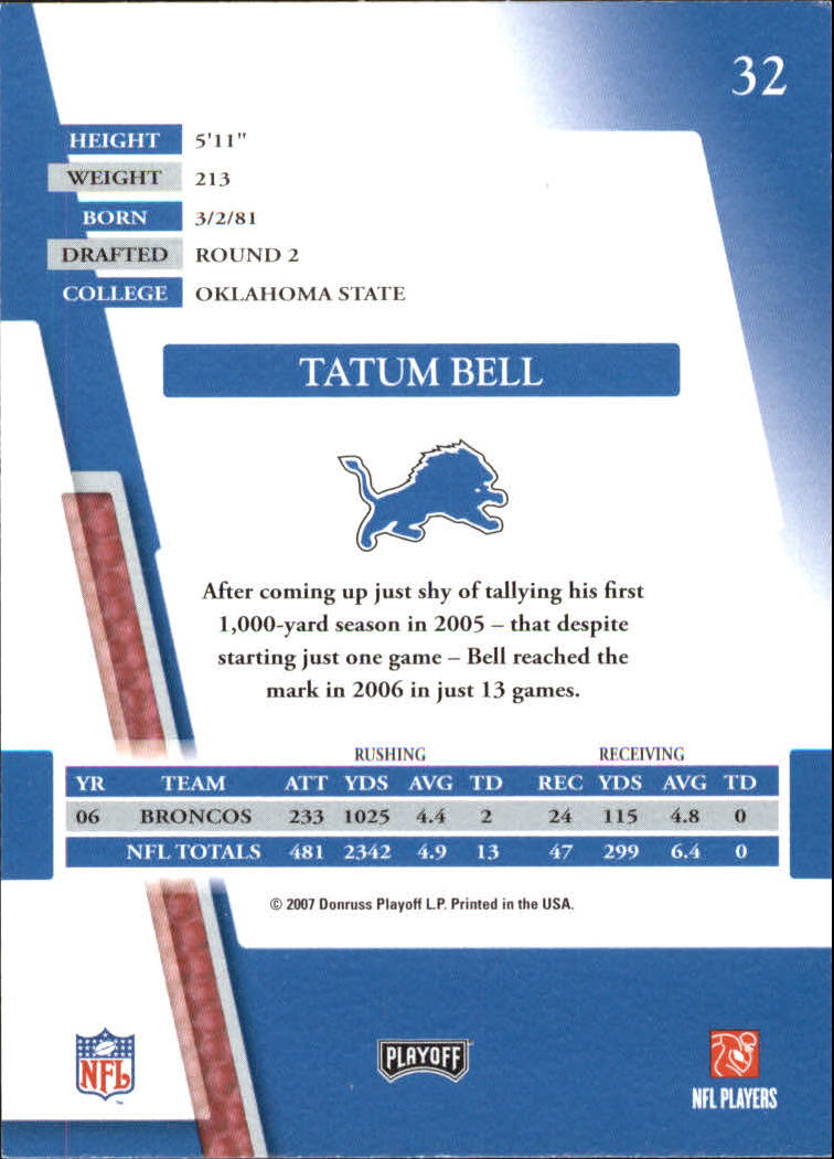 2007 Absolute Memorabilia #32 Tatum Bell back image