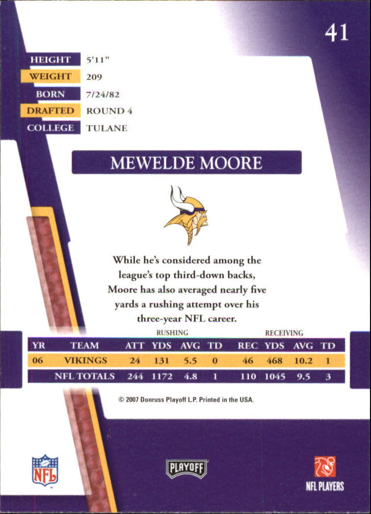 2007 Absolute Memorabilia #41 Mewelde Moore back image