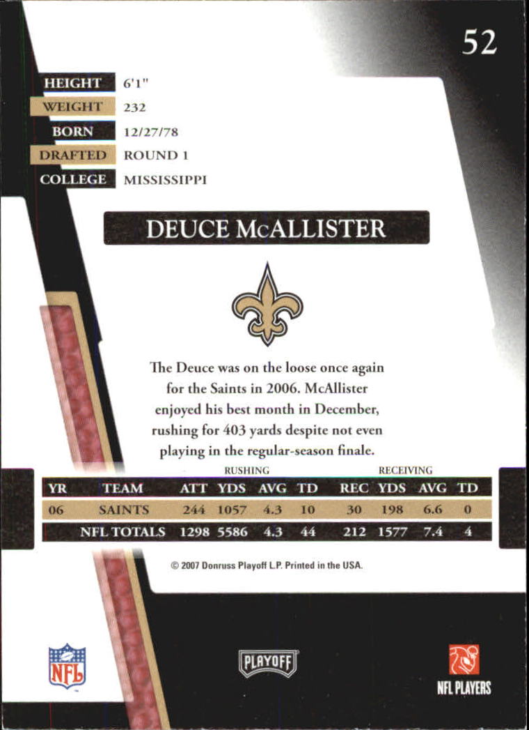 2007 Absolute Memorabilia #52 Deuce McAllister back image
