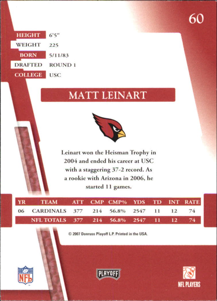 2007 Absolute Memorabilia #60 Matt Leinart back image