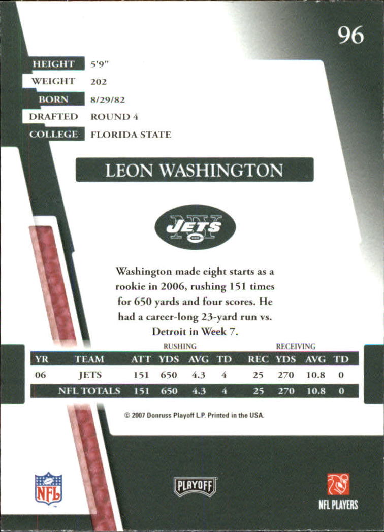 2007 Absolute Memorabilia #96 Leon Washington back image