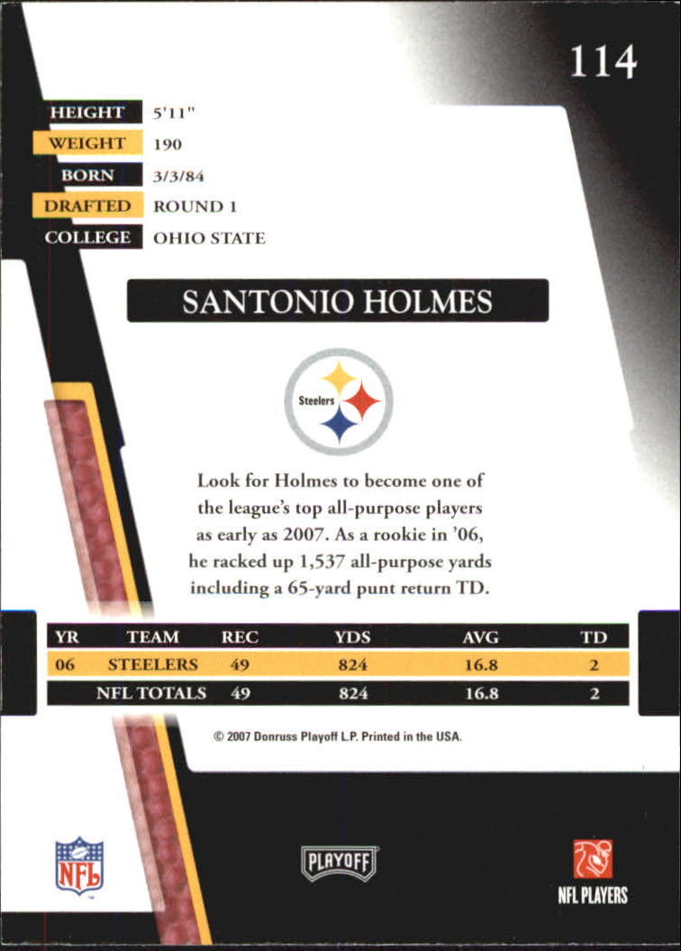 2007 Absolute Memorabilia #114 Santonio Holmes back image