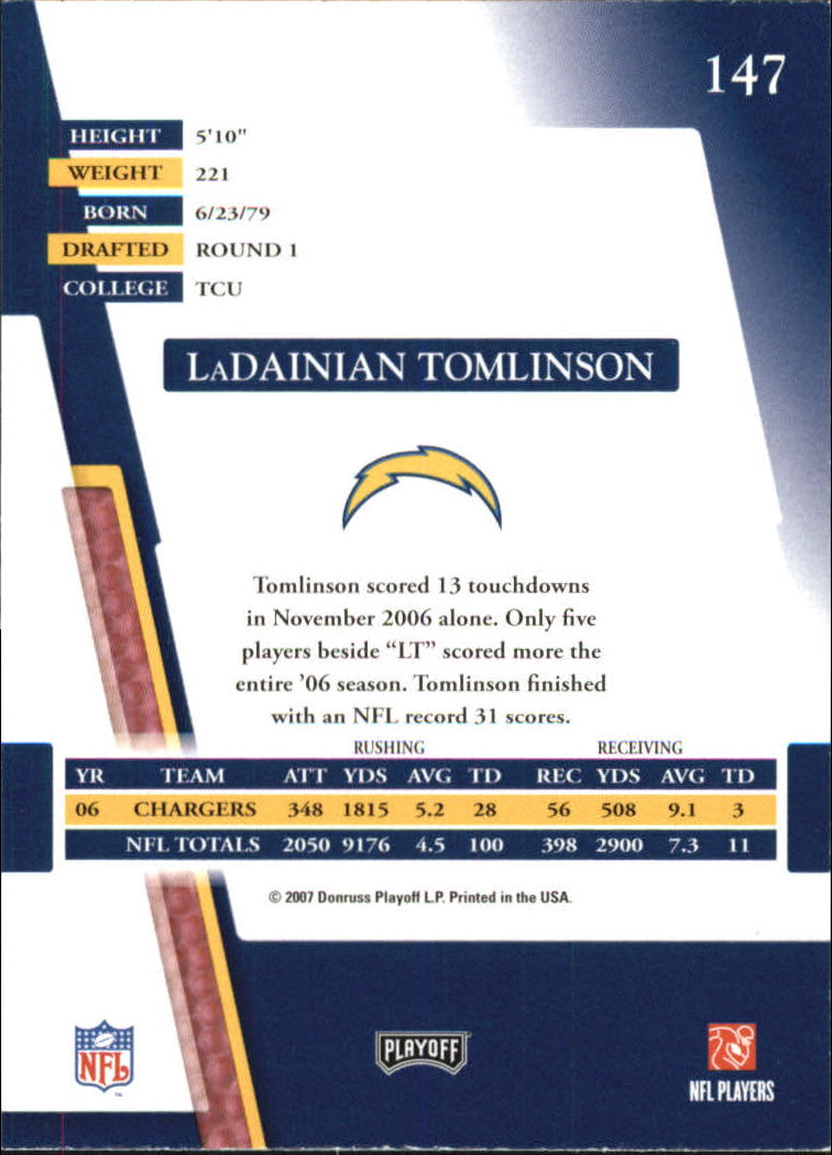 2007 Absolute Memorabilia #147 LaDainian Tomlinson back image
