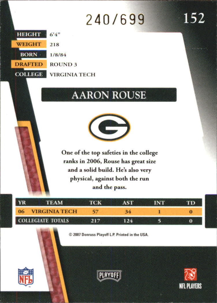 2007 Absolute Memorabilia #152 Aaron Rouse RC back image