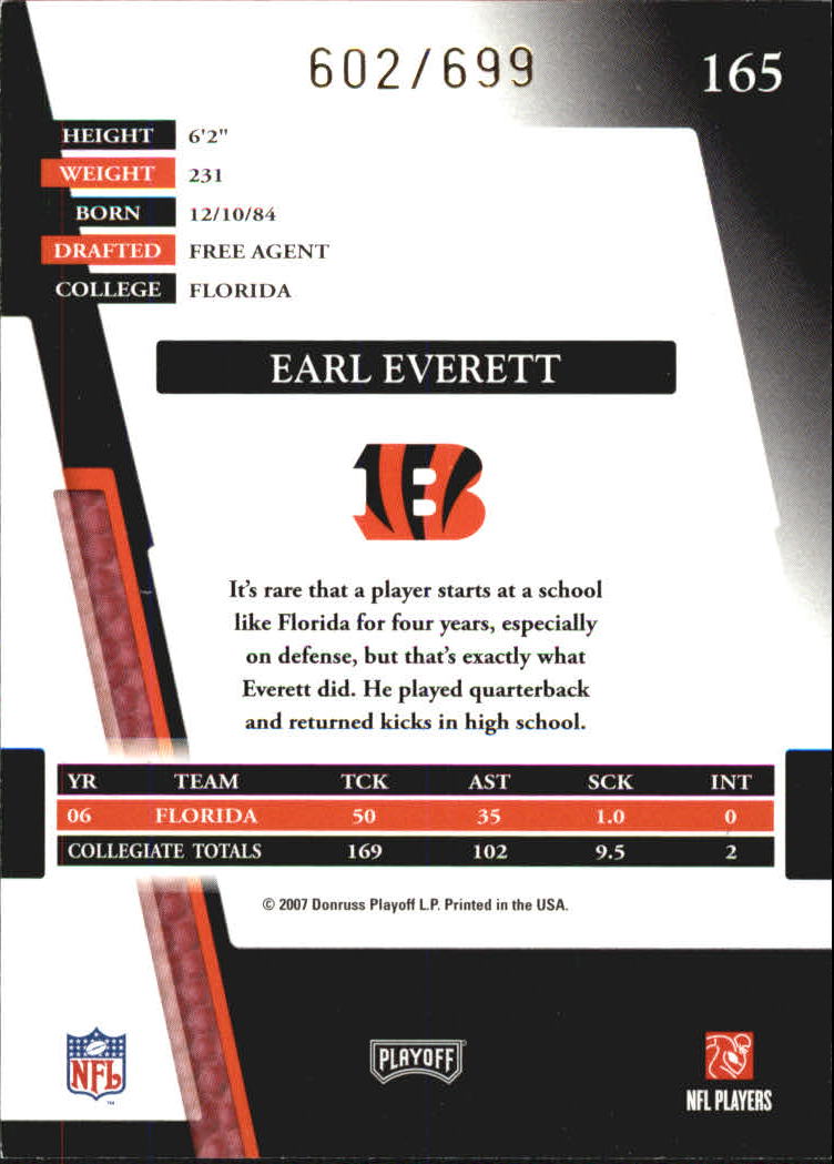 2007 Absolute Memorabilia #165 Earl Everett RC back image