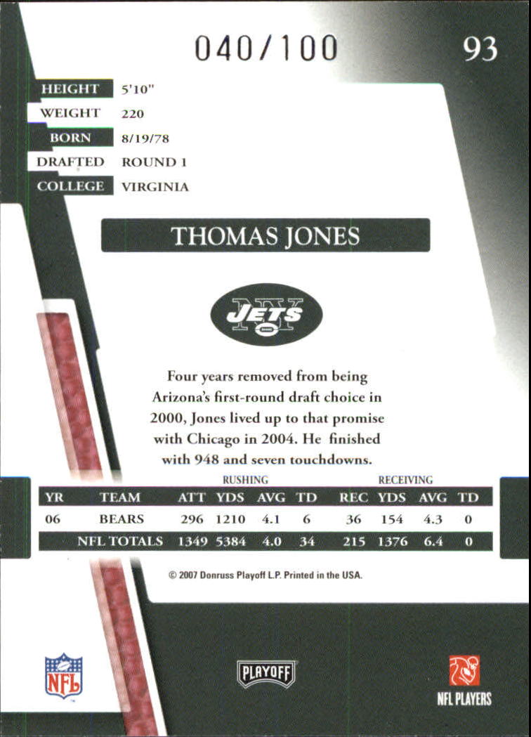 2007 Absolute Memorabilia Spectrum Silver #93 Thomas Jones back image
