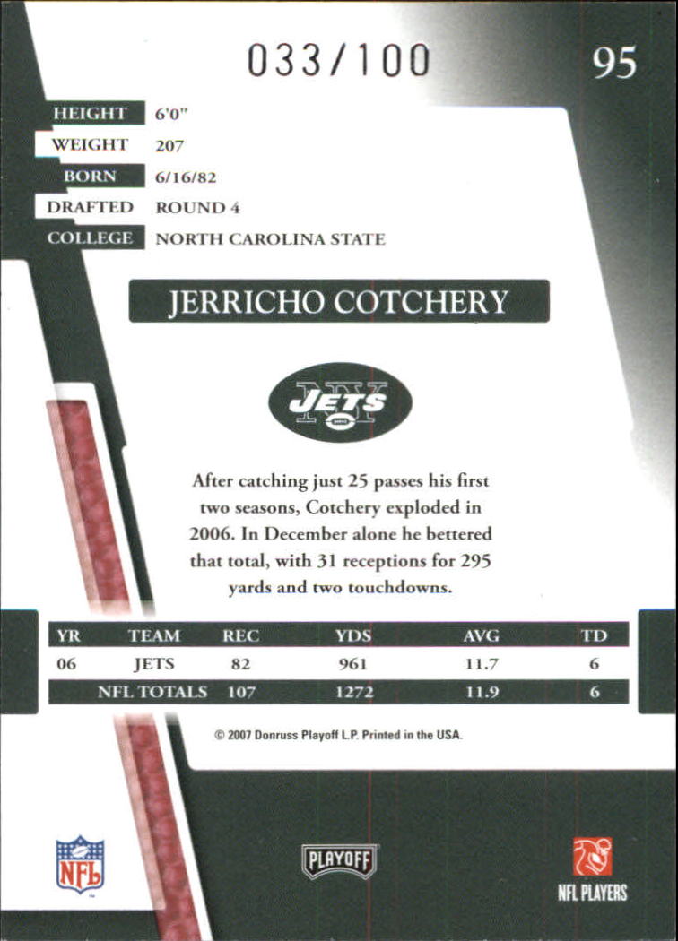 2007 Absolute Memorabilia Spectrum Silver #95 Jerricho Cotchery back image