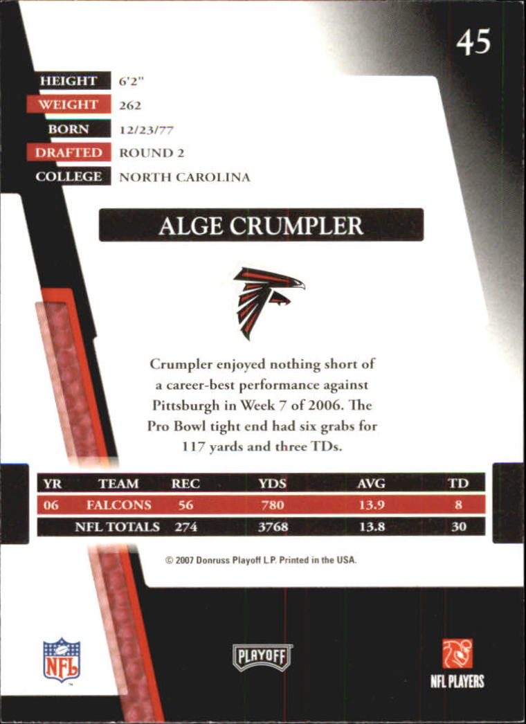 2007 Absolute Memorabilia Spectrum Red Retail #45 Alge Crumpler back image