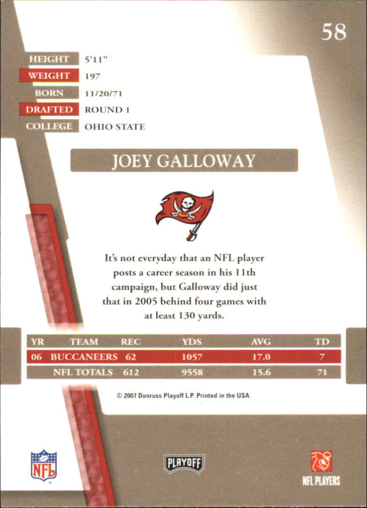 2007 Absolute Memorabilia Spectrum Red Retail #58 Joey Galloway back image
