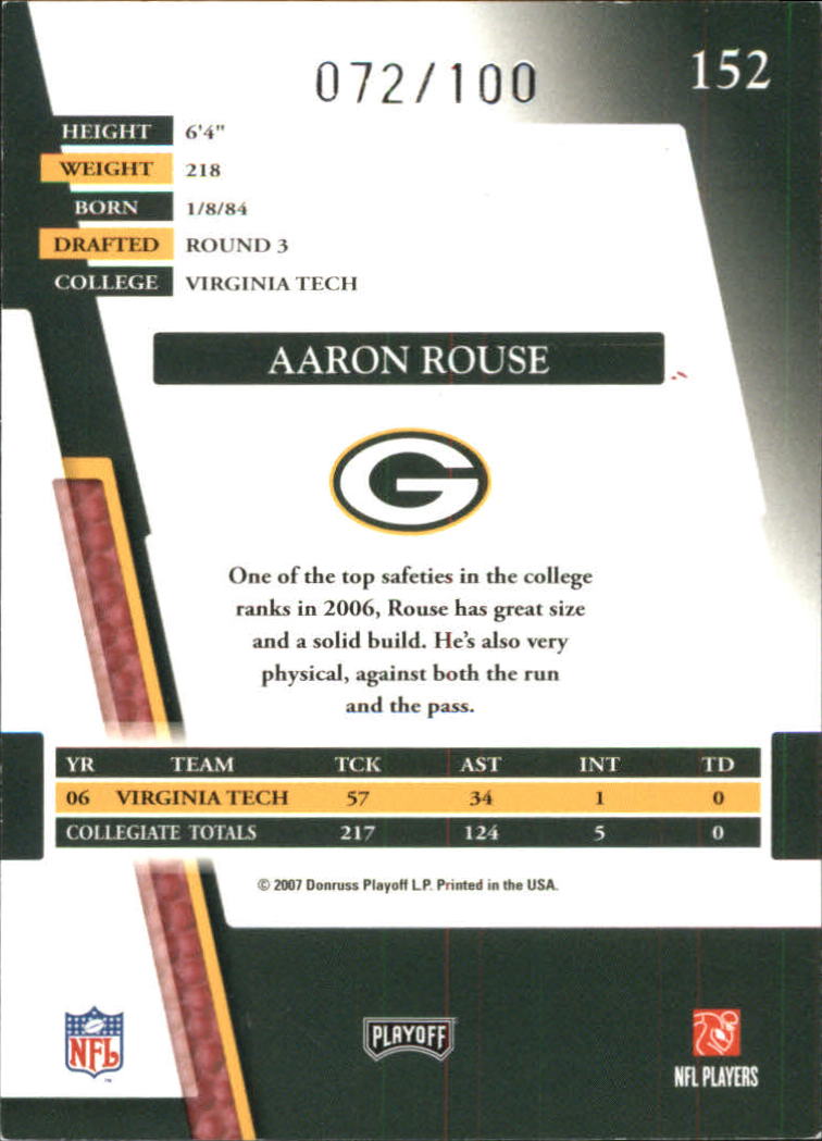 2007 Absolute Memorabilia Spectrum Silver Retail #152 Aaron Rouse back image