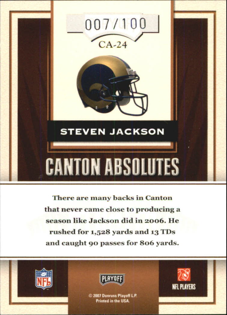 2007 Absolute Memorabilia Canton Absolutes #24 Steven Jackson back image