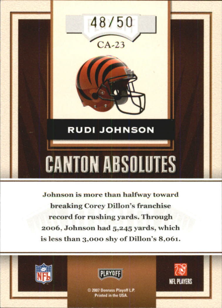 2007 Absolute Memorabilia Canton Absolutes Gold #23 Rudi Johnson back image
