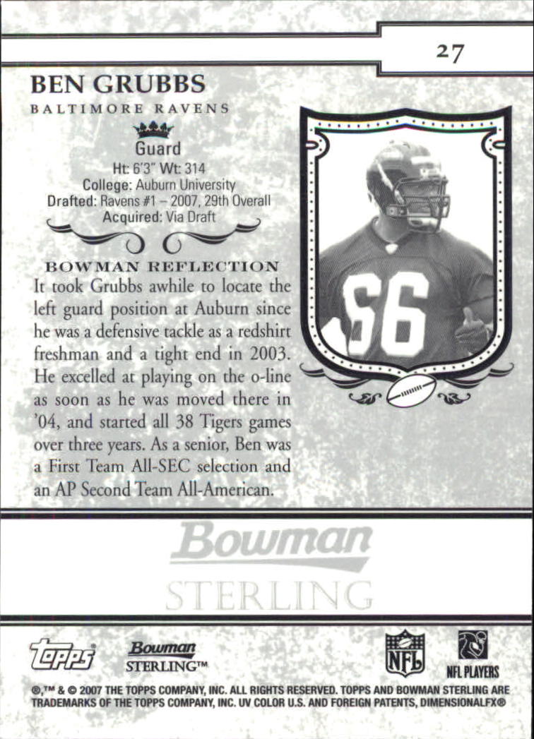 2007 Bowman Sterling #27 Ben Grubbs RC back image