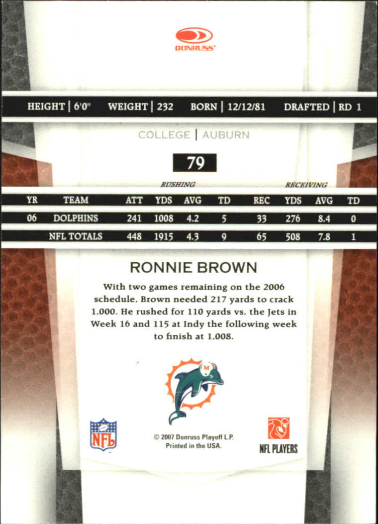 2007 Leaf Certified Materials #79 Ronnie Brown back image