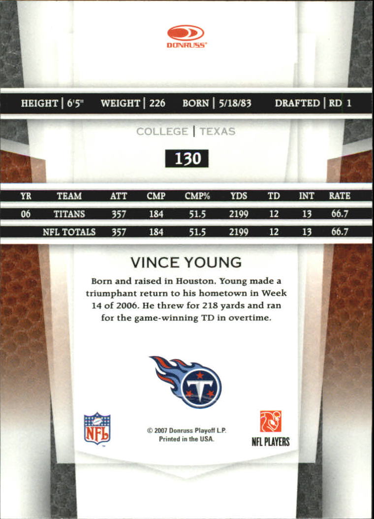 2007 Leaf Certified Materials #130 Vince Young back image