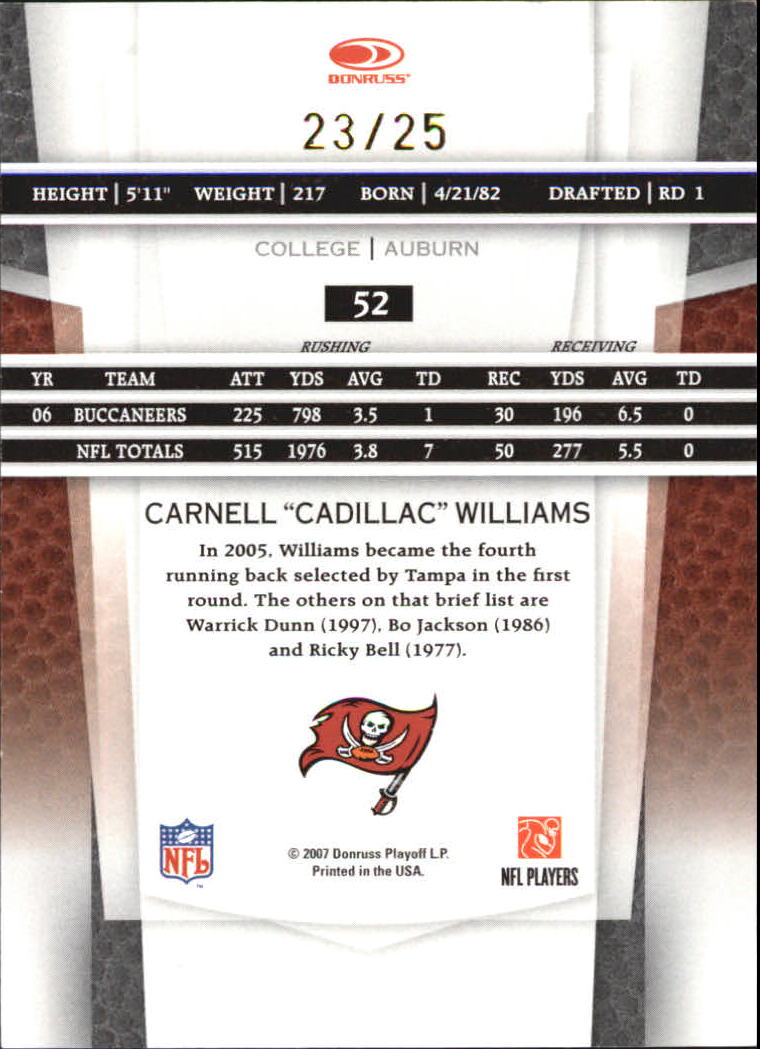 2007 Leaf Certified Materials Mirror Gold #52 Cadillac Williams