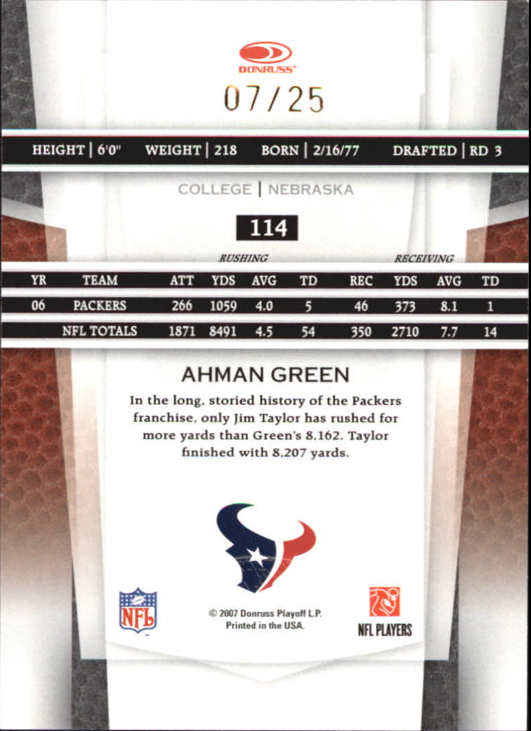 2007 Leaf Certified Materials Mirror Gold #114 Ahman Green