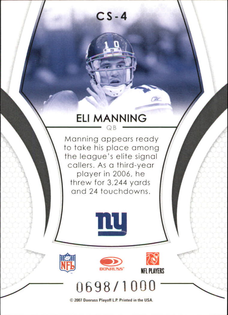 2007 Leaf Certified Materials Certified Skills #4 Eli Manning back image
