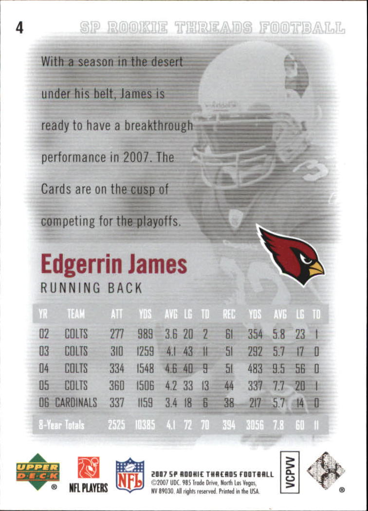 2007 SP Rookie Threads (Upper Deck) Football Cards - Picture 3 of 29