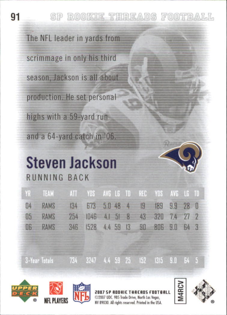 2007 SP Rookie Threads #91 Steven Jackson back image