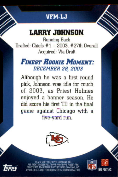 2007 Finest Moments #LJ Larry Johnson back image