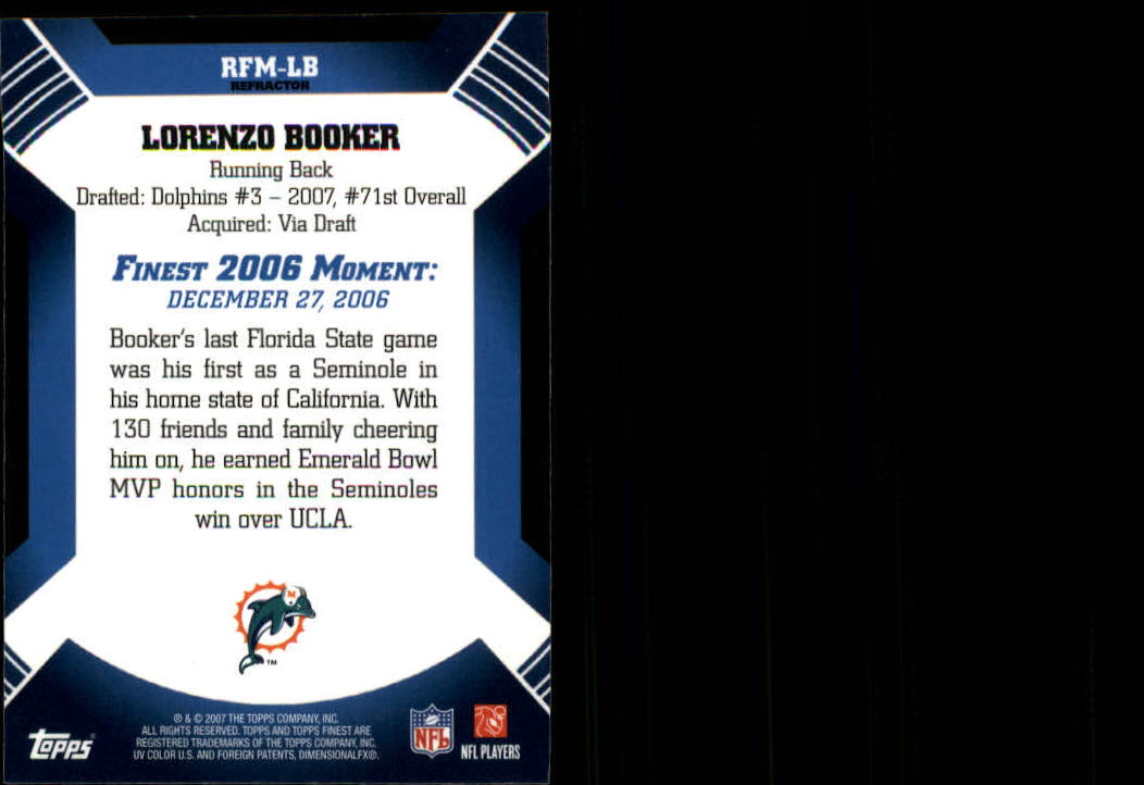 2007 Finest Moments Refractors #LB Lorenzo Booker back image